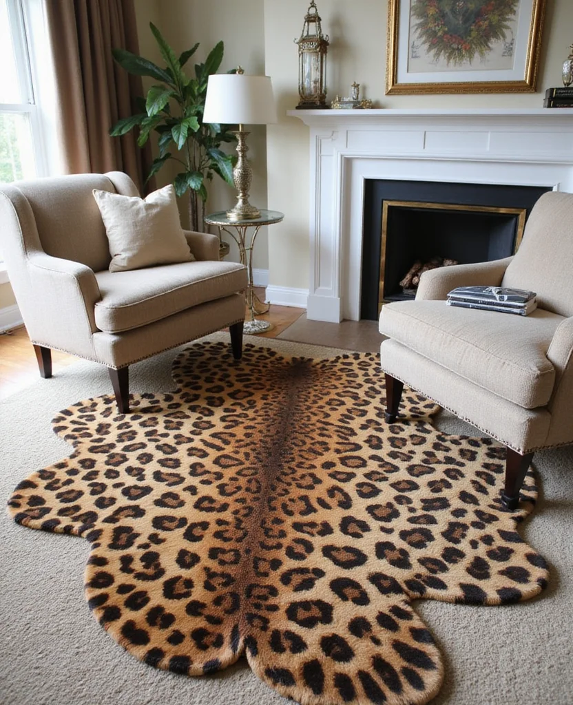 19 Cozy Living Room Carpet ideas That'll Make You Feel Right at Home (You Won't Believe #7!) 109 19 Cozy Living Room Carpets That'll Make You Feel Right at Home (You Won't Believe #7!) - 16. Animal Print Rugs