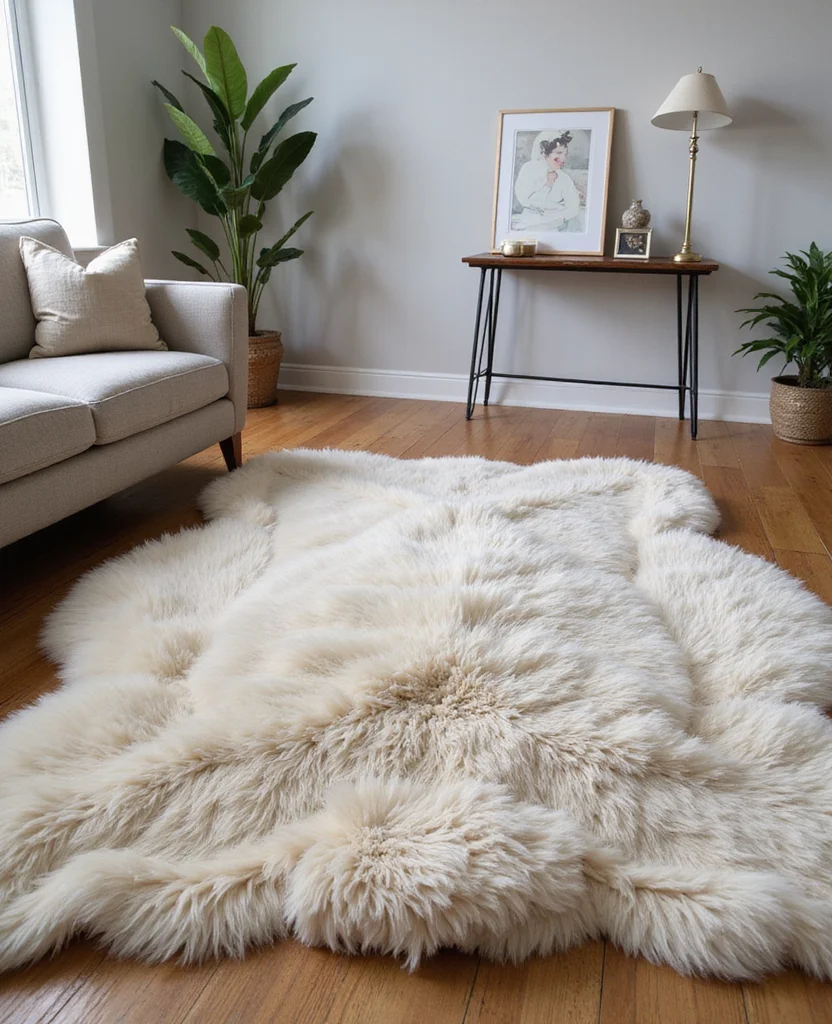 19 Cozy Living Room Carpet ideas That'll Make You Feel Right at Home (You Won't Believe #7!) 44 19 Cozy Living Room Carpets That'll Make You Feel Right at Home (You Won't Believe #7!) - 7. Faux Fur Rugs