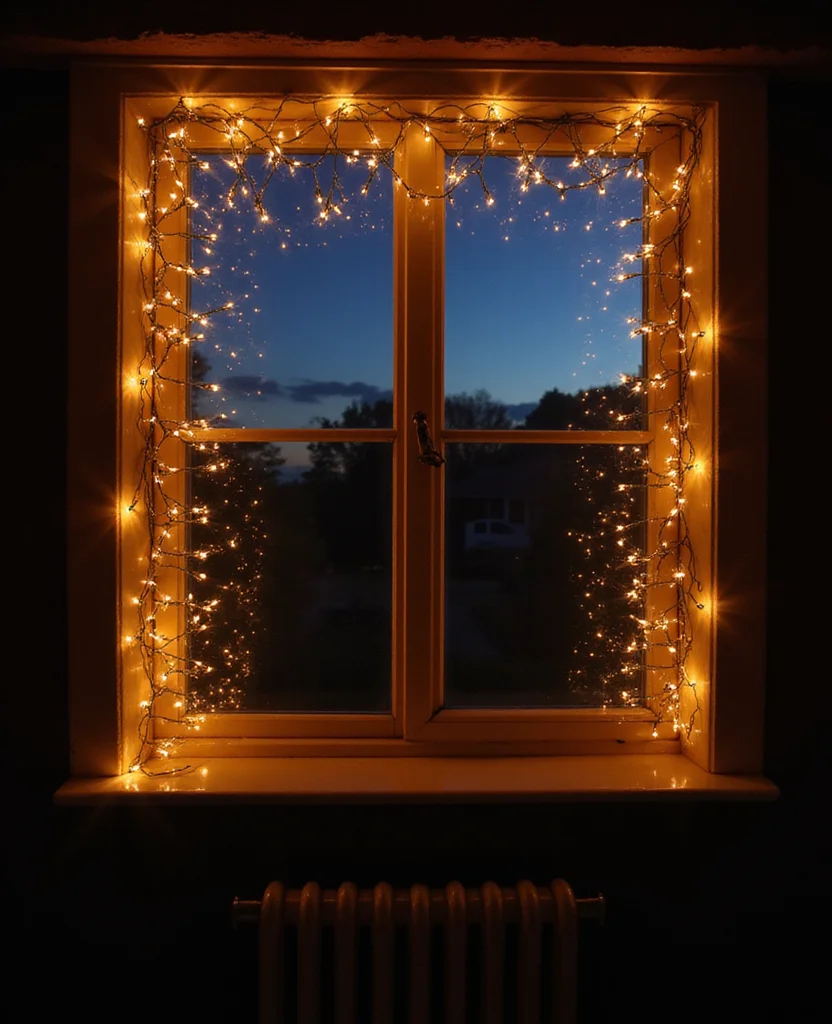 19 DIY Christmas Window Decor Ideas That Are Uniquely Yours (Don't Miss #9!) - 11. Fairy Light Drapes