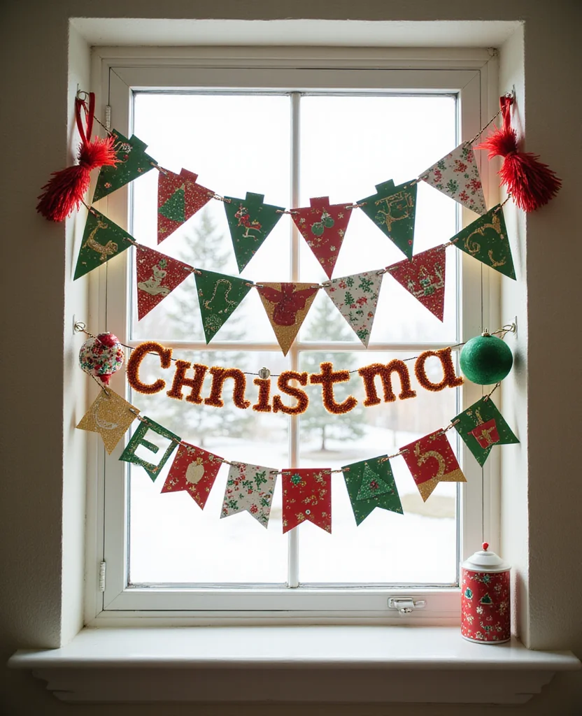 19 DIY Christmas Window Decor Ideas That Are Uniquely Yours (Don't Miss #9!) - 12. Seasonal Banners