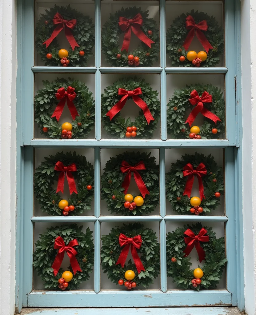 19 DIY Christmas Window Decor Ideas That Are Uniquely Yours (Don't Miss #9!) - 5. Wreaths on Windows