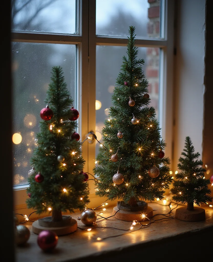 19 DIY Christmas Window Decor Ideas That Are Uniquely Yours (Don't Miss #9!) - 7. Mini Christmas Trees