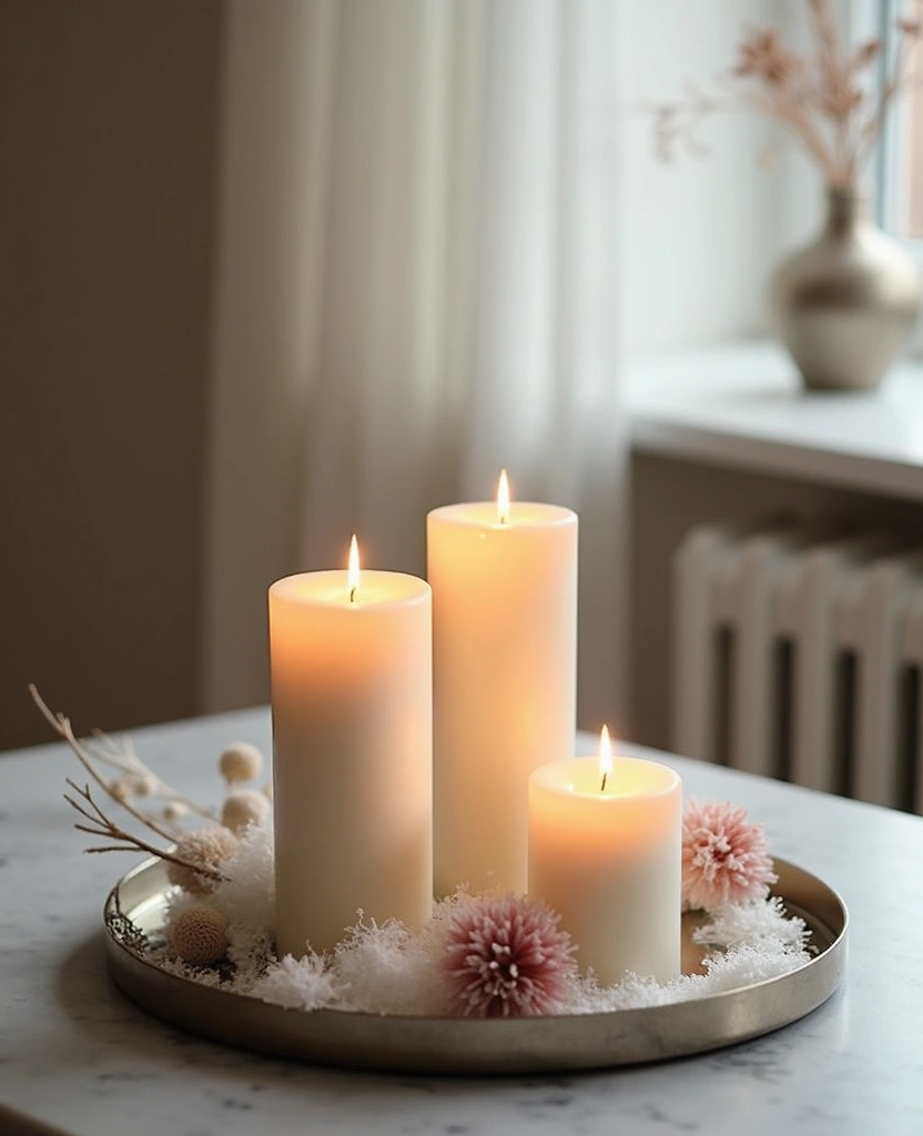 19 DIY Minimalist New Year Decor Ideas That Are Classy and Easy to Create! - 1. Elegant Candle Displays