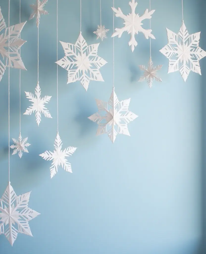 19 DIY Minimalist New Year Decor Ideas That Are Classy and Easy to Create! - 10. Chic Paper Snowflakes