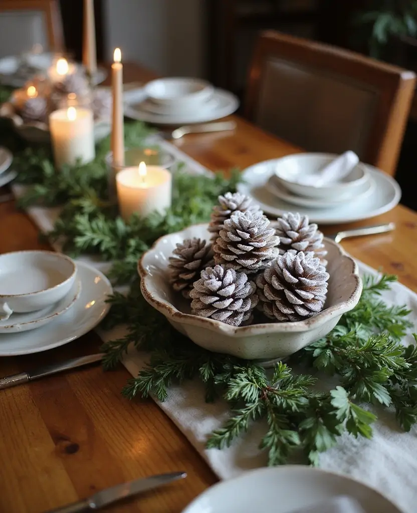 19 DIY Winter Decoration Ideas to Brighten Your Home After Christmas (You Won't Believe #12!) - 1. Frosted Pinecone Centerpieces