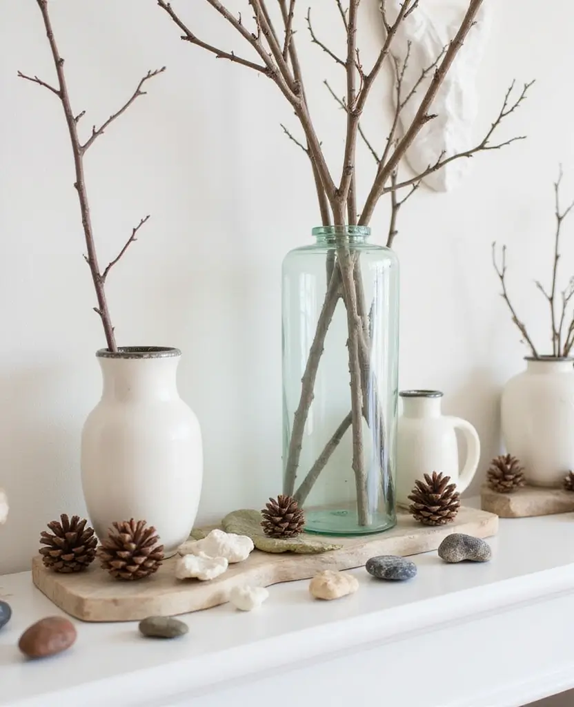 19 DIY Winter Decoration Ideas to Brighten Your Home After Christmas (You Won't Believe #12!) - 13. Natural Element Displays