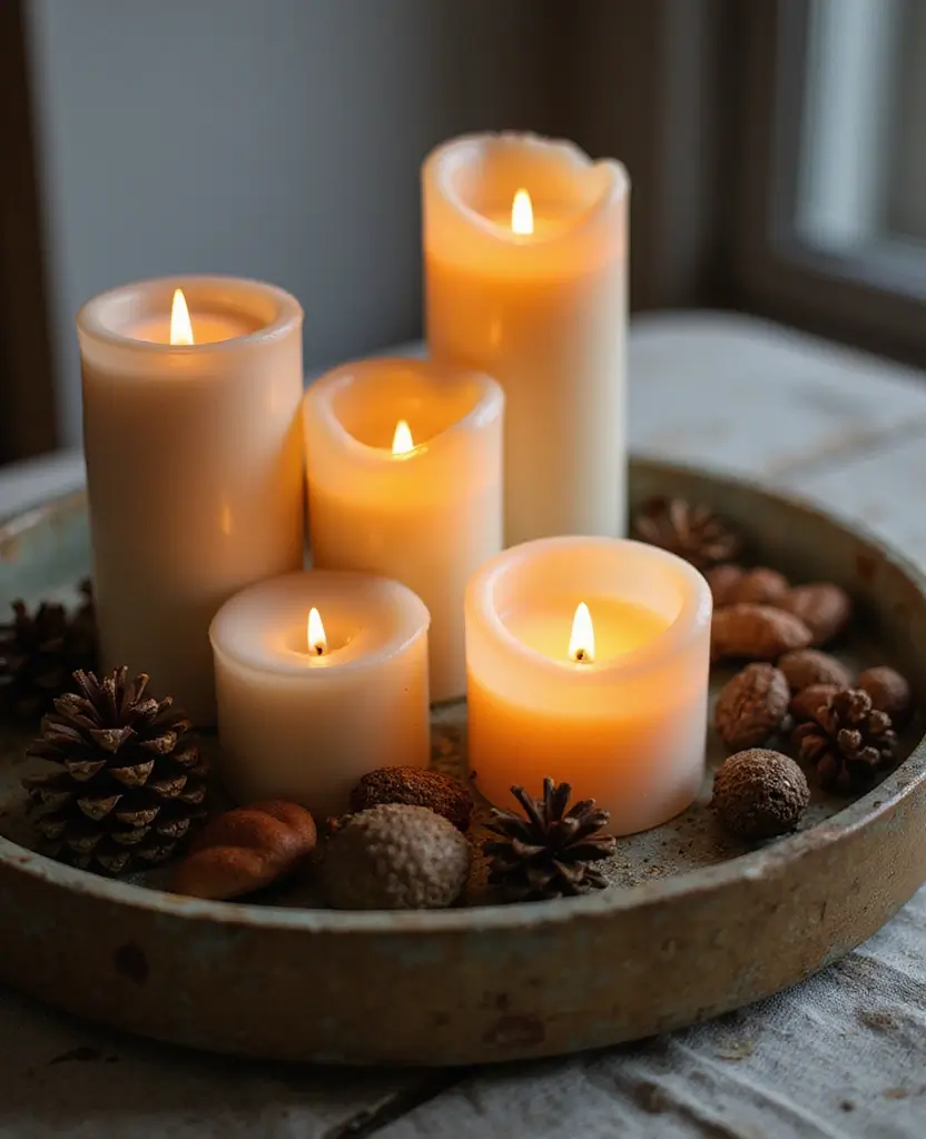 19 DIY Winter Decoration Ideas to Brighten Your Home After Christmas (You Won't Believe #12!) - 15. Winter Candle Arrangements