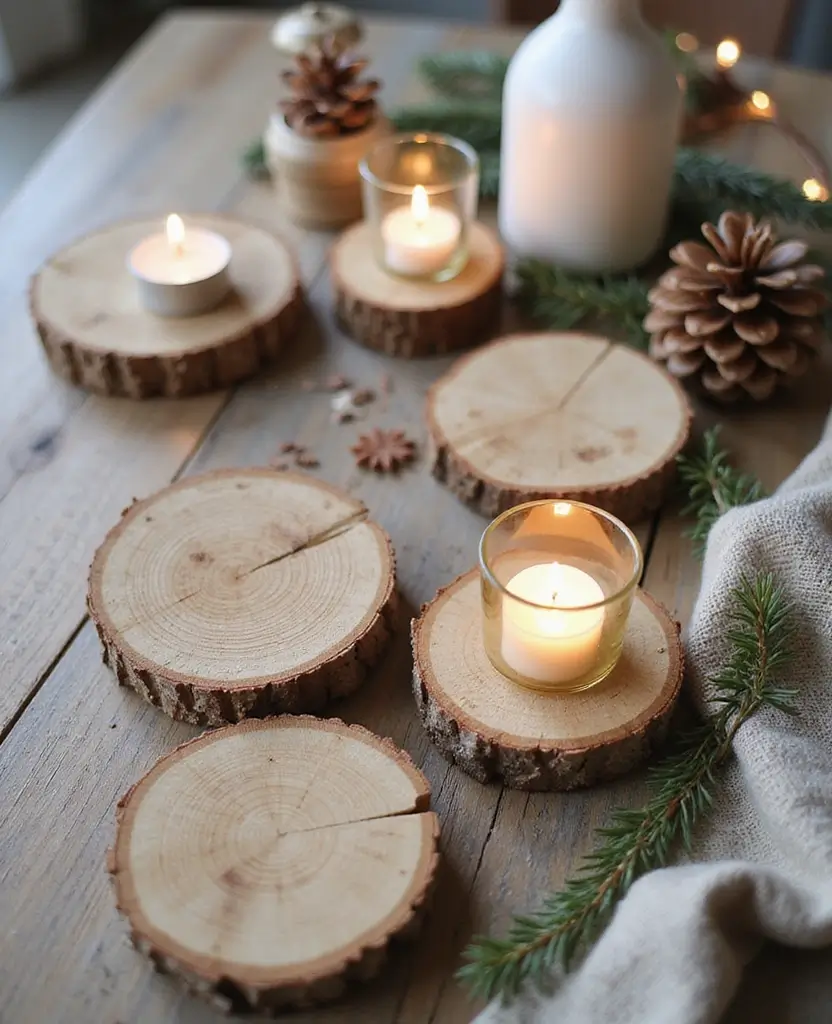 19 DIY Winter Decoration Ideas to Brighten Your Home After Christmas (You Won't Believe #12!) - 3. Rustic Wood Slice Decor