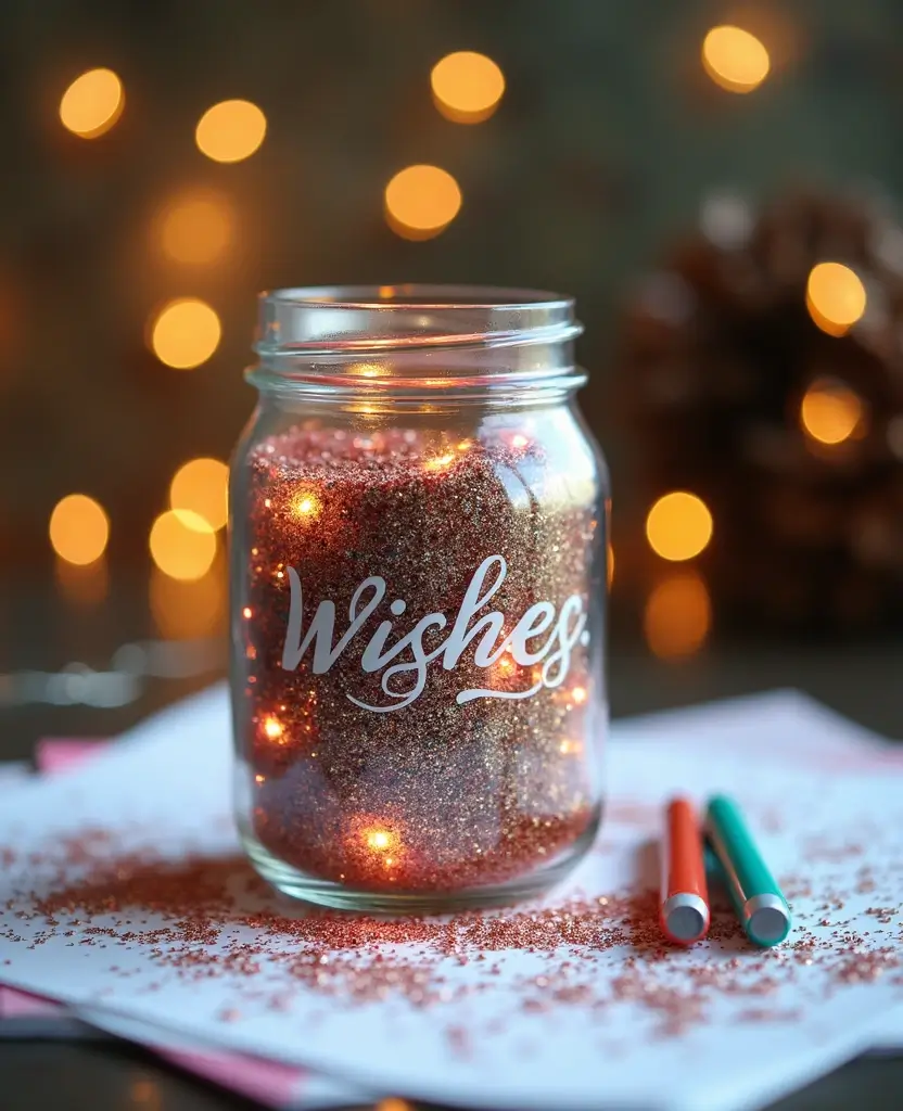 19 Easy DIY New Year’s Eve Decorations That Are Budget-Friendly (You Can Totally Do #5!) - 12. Glittery Wishes Jar