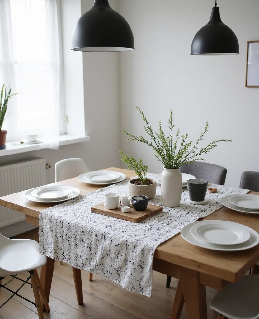 19 Elegant Christmas Table Runner Ideas That Will Wow Your Holiday Guests! - 12. Chic Geometric Patterns