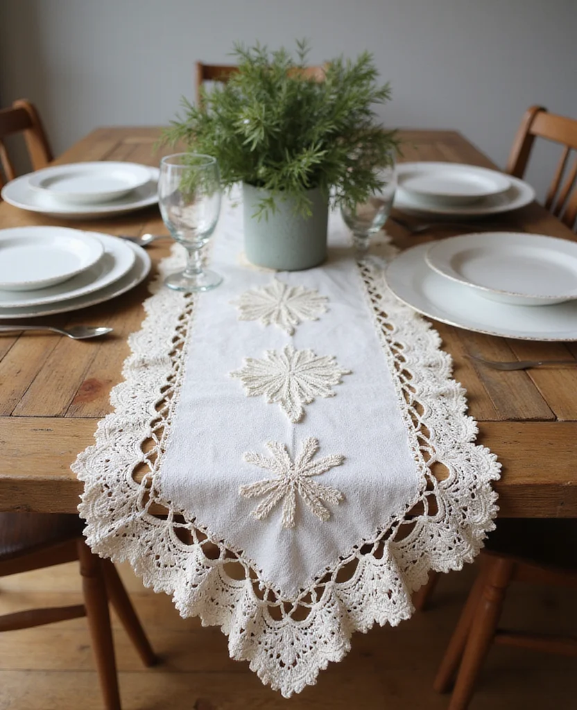 19 Elegant Christmas Table Runner Ideas That Will Wow Your Holiday Guests! - 14. Artisanal Craftsmanship