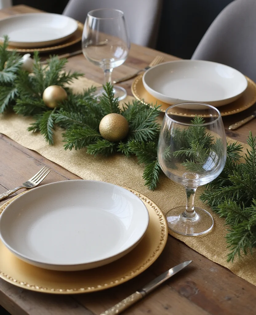 19 Elegant Christmas Table Runner Ideas That Will Wow Your Holiday Guests! - 15. Contemporary Metallic Hues
