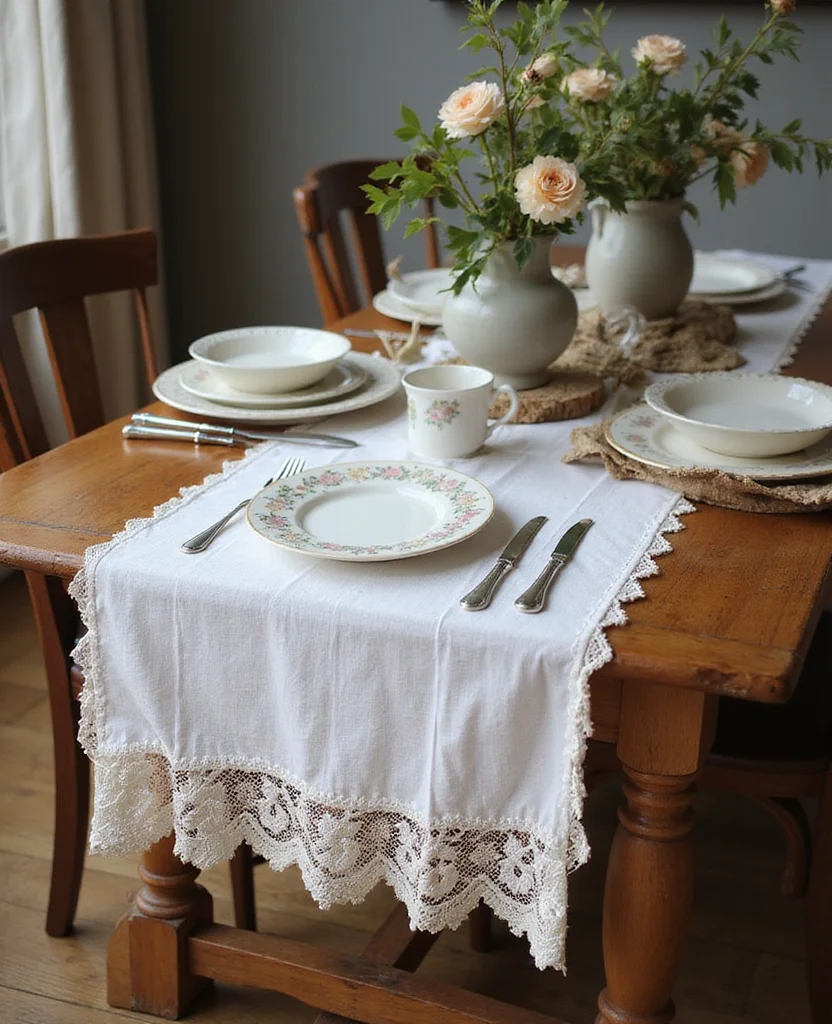 19 Elegant Christmas Table Runner Ideas That Will Wow Your Holiday Guests! - 17. Vintage Charm