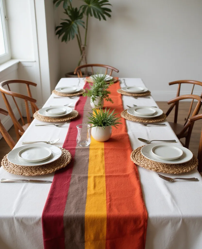 19 Elegant Christmas Table Runner Ideas That Will Wow Your Holiday Guests! - 19. Seasonal Color Blocks