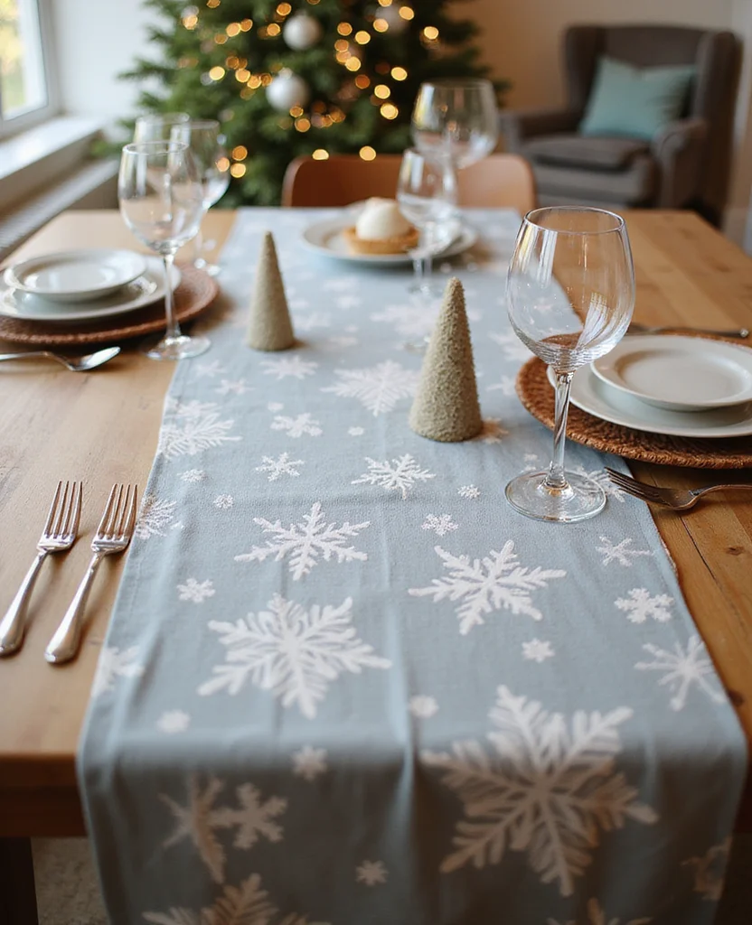 19 Elegant Christmas Table Runner Ideas That Will Wow Your Holiday Guests! - 6. Whimsical Winter Wonderland