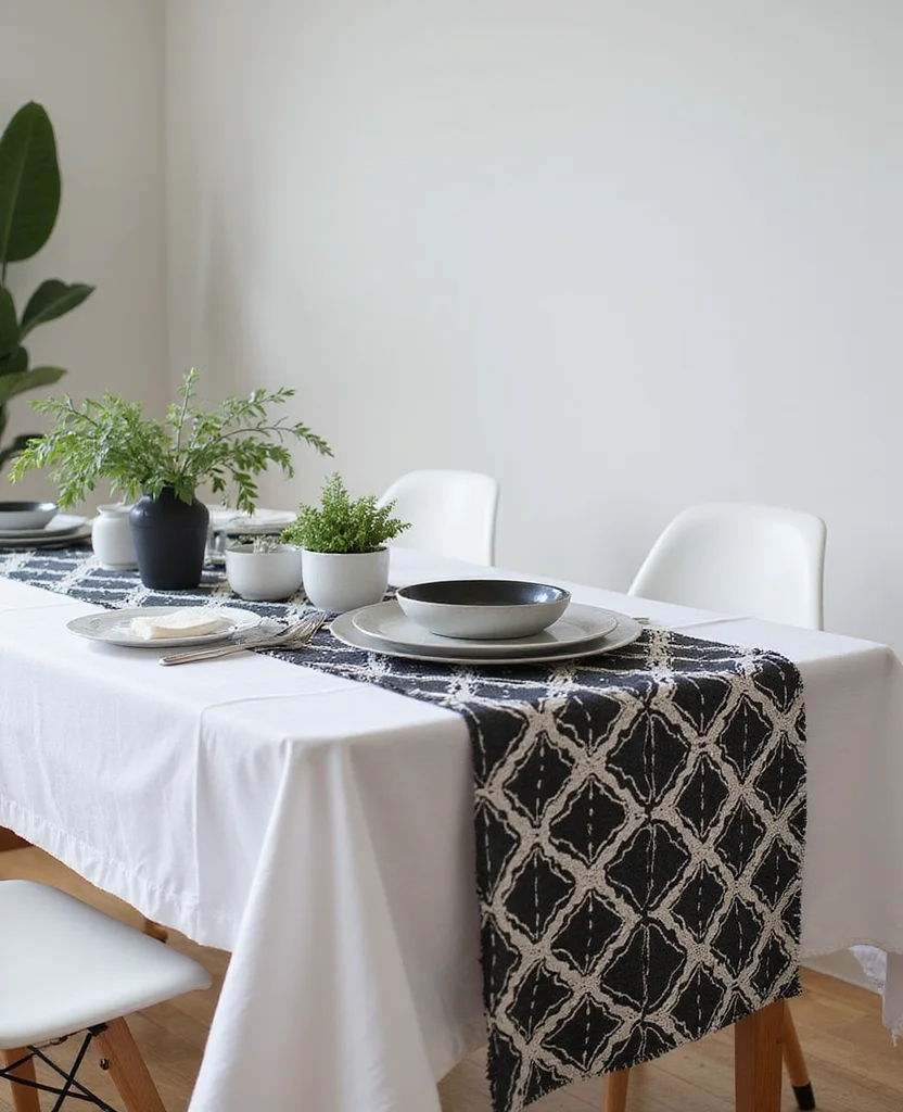 19 Elegant Christmas Table Runner Ideas That Will Wow Your Holiday Guests! - 7. Elegant Monochrome