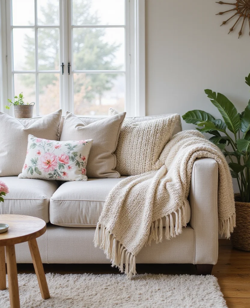 19 Enchanting Cottage Living Room Ideas That'll Make You Feel Right at Home! - 2. Soft Textiles for Ultimate Comfort