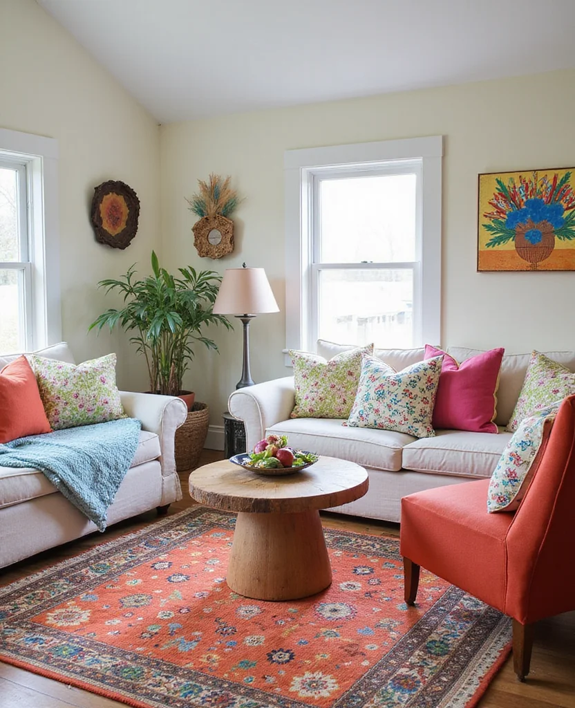 19 Enchanting Cottage Living Room Ideas That'll Make You Feel Right at Home! - 7. Colorful Accents for Personality