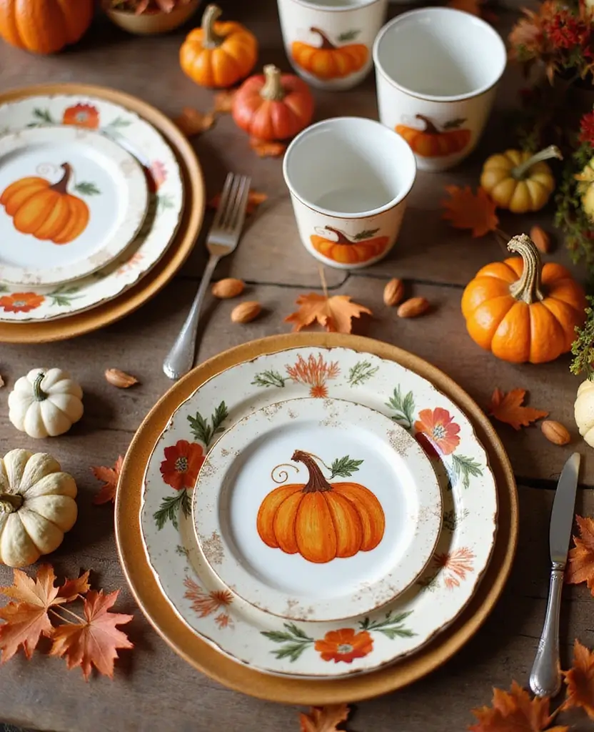 19 Festive Friendsgiving Decor Ideas Under $25 That Will Wow Your Guests! 65 19 Festive Friendsgiving Decor Ideas Under $25 That Will Wow Your Guests! - 10. Fall-Themed Tableware