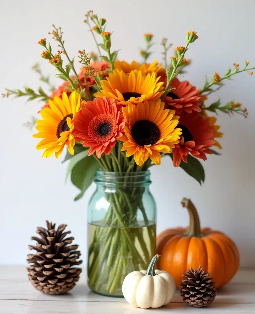 19 Festive Friendsgiving Decor Ideas Under $25 That Will Wow Your Guests! 9 19 Festive Friendsgiving Decor Ideas Under $25 That Will Wow Your Guests! - 2. DIY Centerpiece with Seasonal Florals