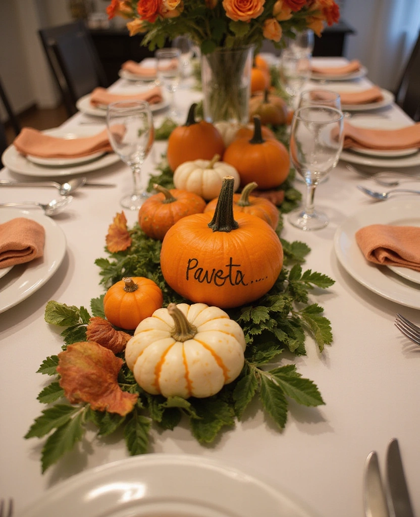 19 Festive Friendsgiving Decor Ideas Under $25 That Will Wow Your Guests! 21 19 Festive Friendsgiving Decor Ideas Under $25 That Will Wow Your Guests! - 4. Pumpkin Place Settings