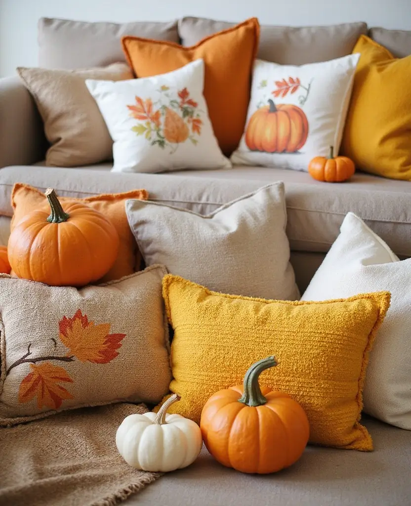 19 Festive Friendsgiving Decor Ideas Under $25 That Will Wow Your Guests! 28 19 Festive Friendsgiving Decor Ideas Under $25 That Will Wow Your Guests! - 5. Cozy Throw Pillows