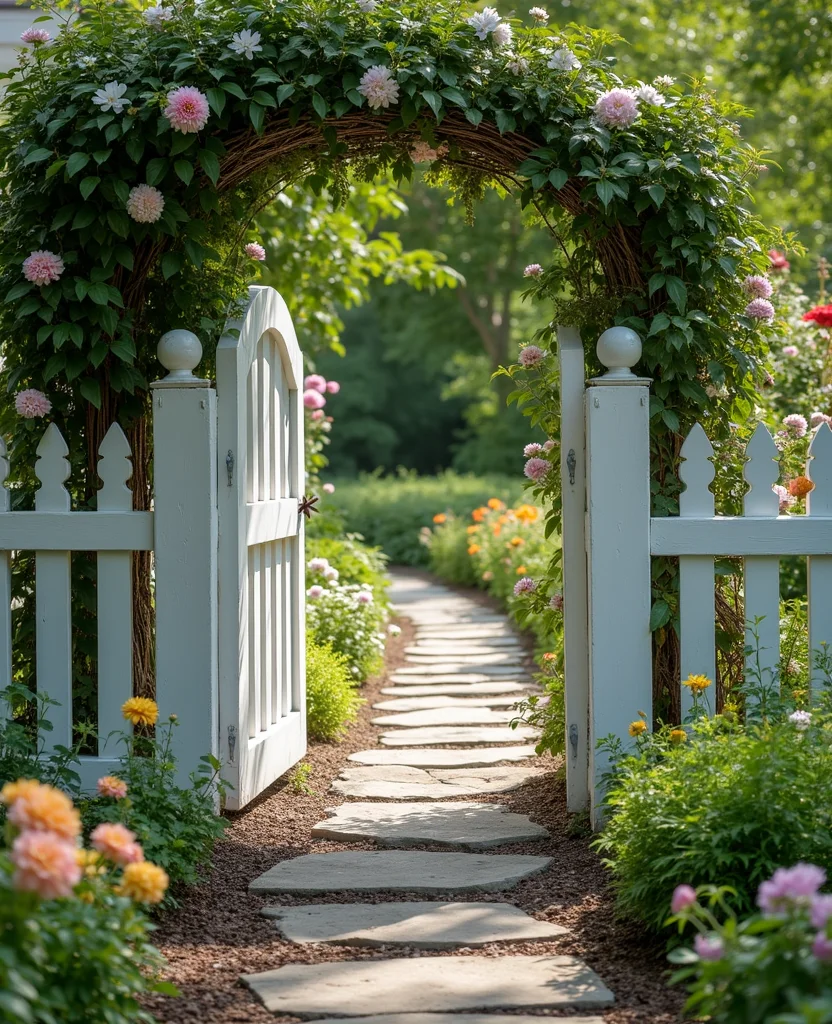 19 Gorgeous White Fence Backyard Ideas That'll Make Your Neighbors Envious! - 10. Classic White Fence with Garden Path