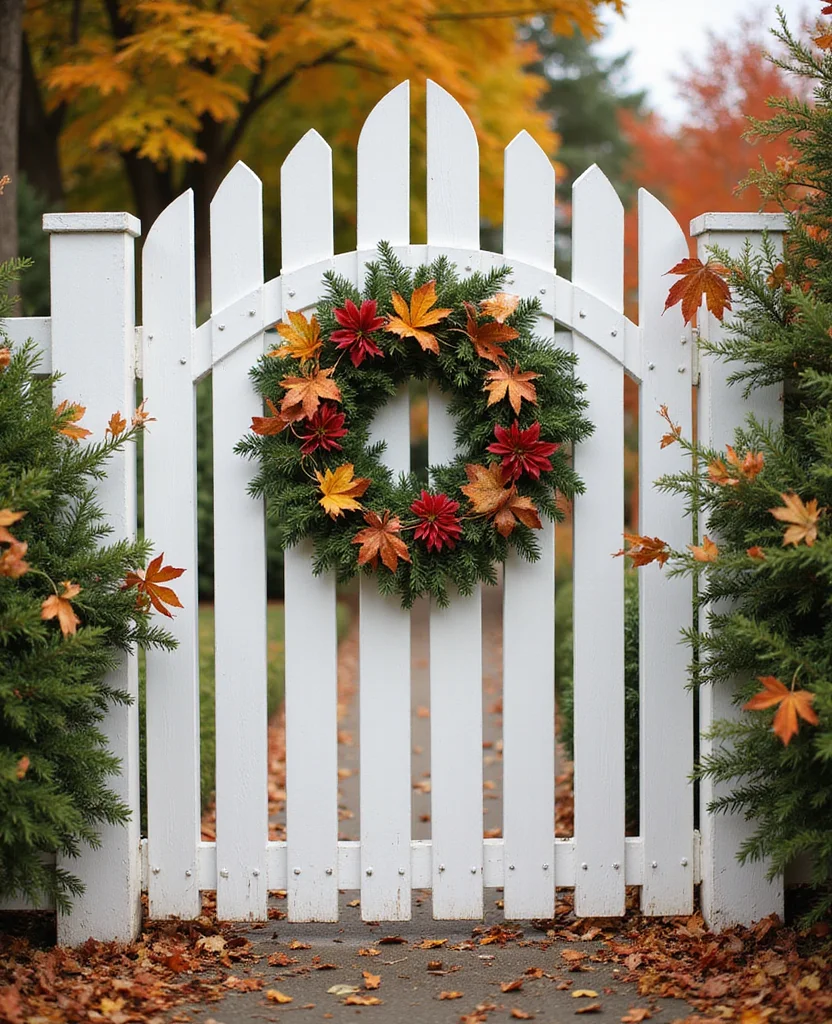 19 Gorgeous White Fence Backyard Ideas That'll Make Your Neighbors Envious! - 12. White Fence with Seasonal Decor