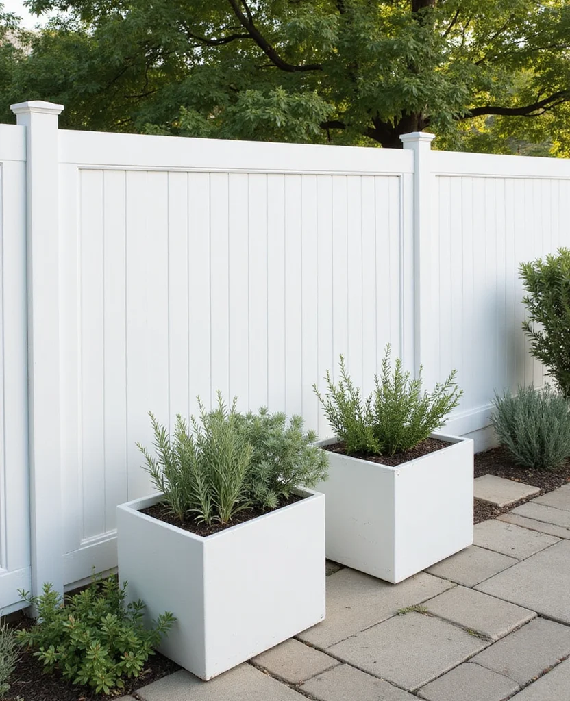 19 Gorgeous White Fence Backyard Ideas That'll Make Your Neighbors Envious! - 3. Minimalist Modern White Fence