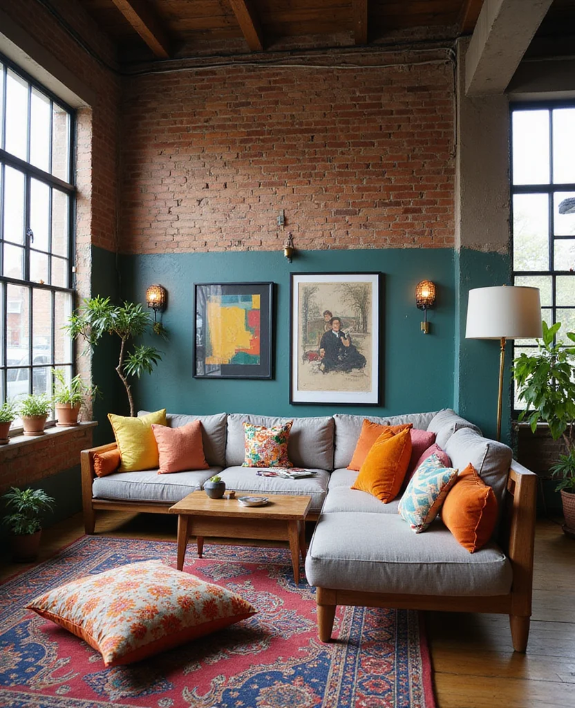 19 Industrial Living Room Ideas That'll Transform Your Space Into a Chic Urban Oasis! 74 19 Industrial Living Room Ideas That'll Transform Your Space Into a Chic Urban Oasis! - 11. Play with Color Pops