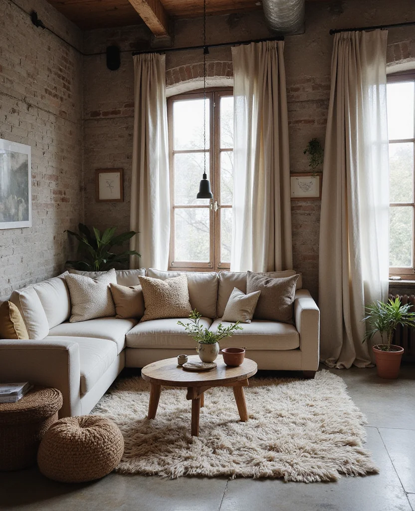 19 Industrial Living Room Ideas That'll Transform Your Space Into a Chic Urban Oasis! 118 19 Industrial Living Room Ideas That'll Transform Your Space Into a Chic Urban Oasis! - 17. Warmth with Soft Furnishings