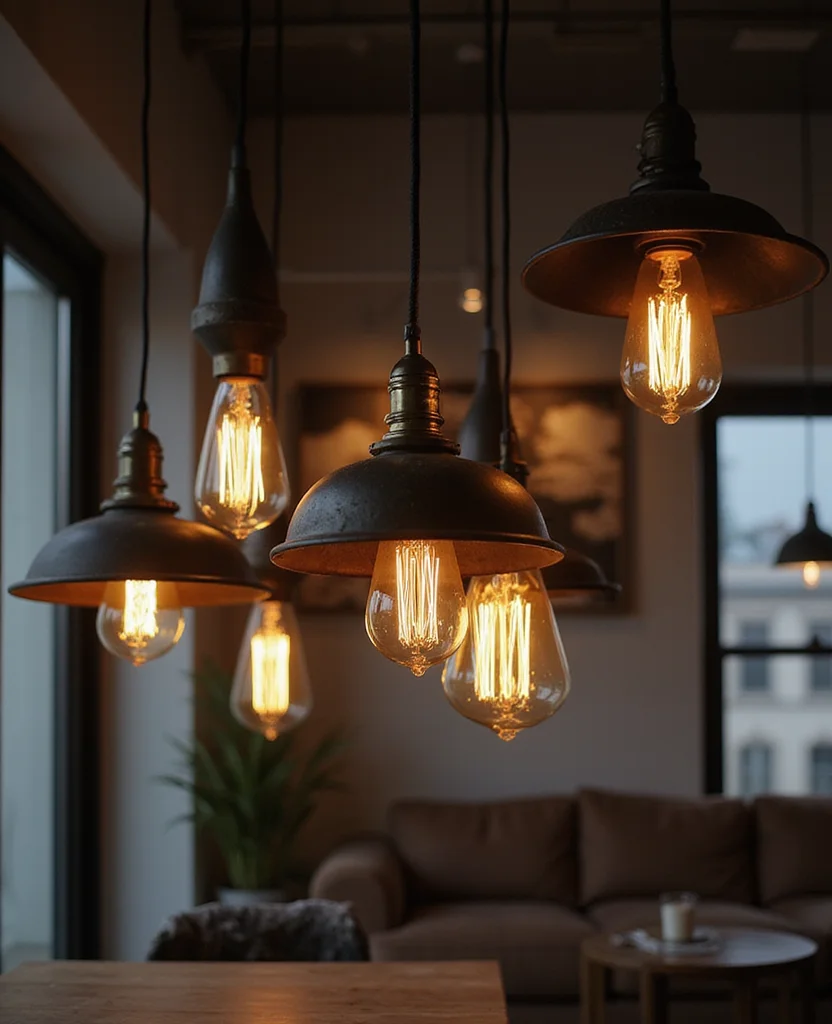 19 Industrial Living Room Ideas That'll Transform Your Space Into a Chic Urban Oasis! 23 19 Industrial Living Room Ideas That'll Transform Your Space Into a Chic Urban Oasis! - 4. Bold Light Fixtures