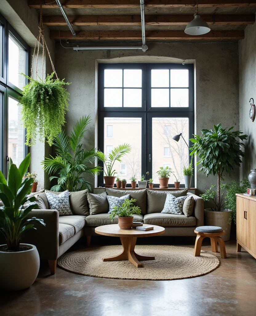19 Industrial Living Room Ideas That'll Transform Your Space Into a Chic Urban Oasis! 30 19 Industrial Living Room Ideas That'll Transform Your Space Into a Chic Urban Oasis! - 5. Incorporate Greenery