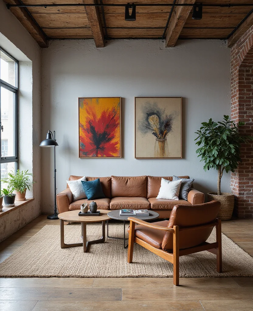 19 Industrial Living Room Ideas That'll Transform Your Space Into a Chic Urban Oasis! 60 19 Industrial Living Room Ideas That'll Transform Your Space Into a Chic Urban Oasis! - 9. Statement Art Pieces