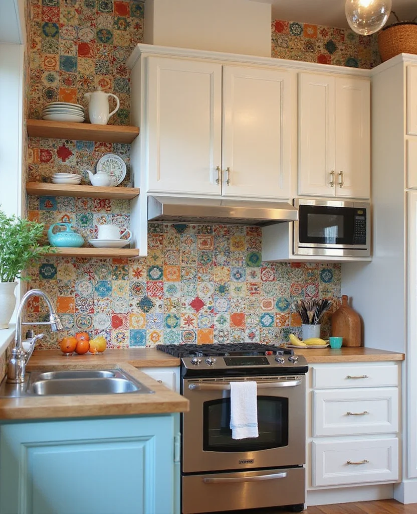 19 Modern Cottage Kitchen Designs That Blend Style and Comfort Perfectly! 11 19 Modern Cottage Kitchen Designs That Blend Style and Comfort Perfectly! - 10. Colorful Backsplashes