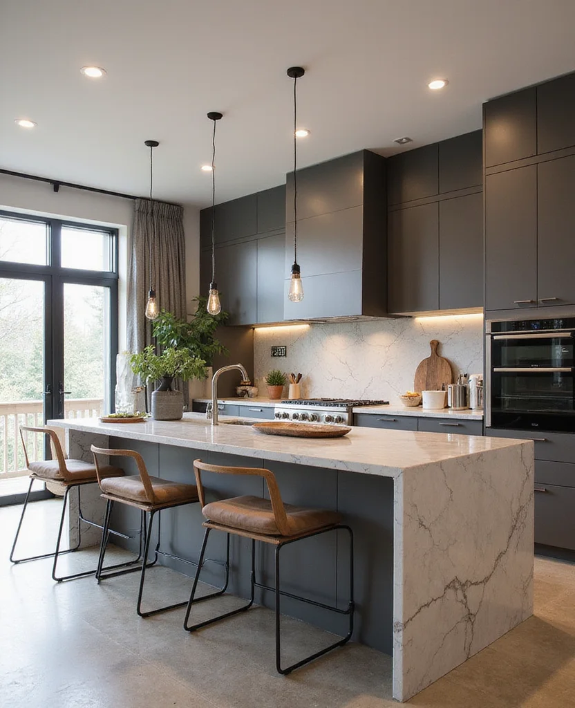 19 Modern Cottage Kitchen Designs That Blend Style and Comfort Perfectly! 14 19 Modern Cottage Kitchen Designs That Blend Style and Comfort Perfectly! - 13. Statement Islands