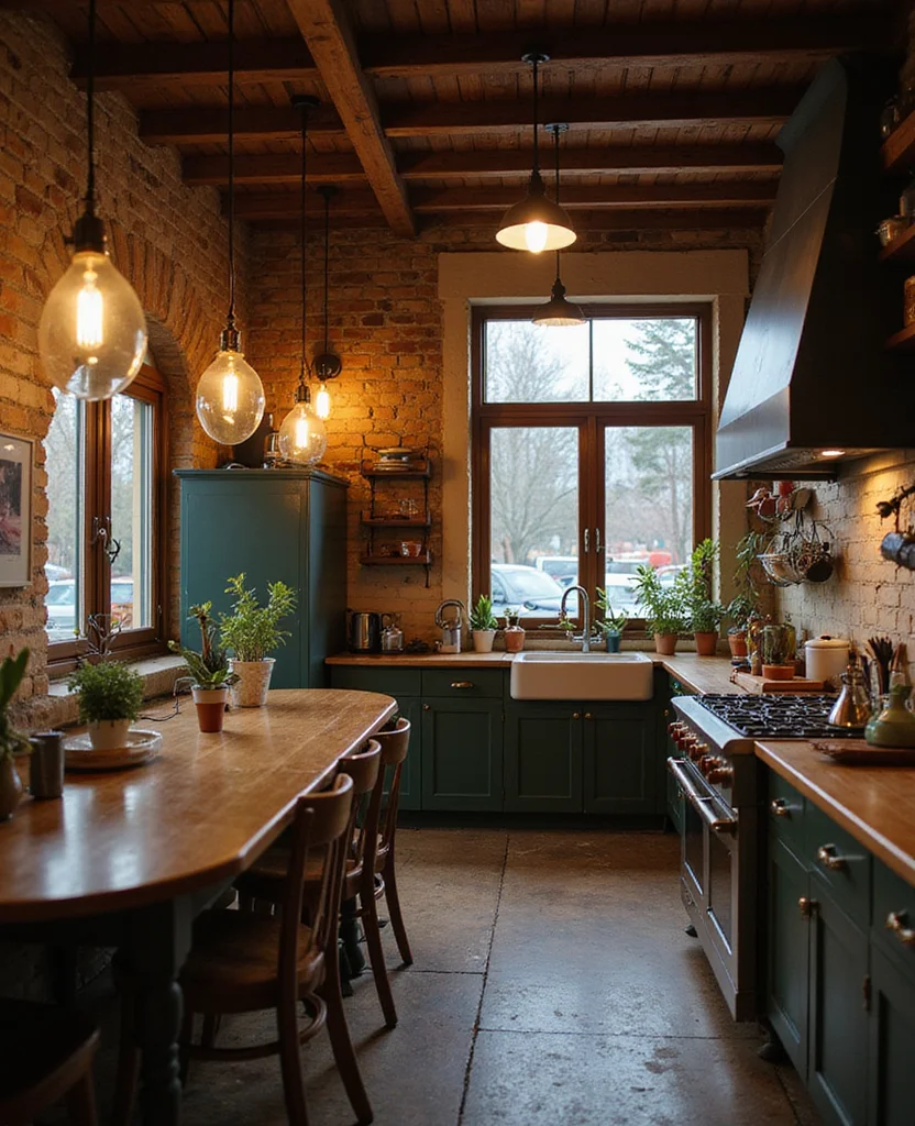 19 Modern Cottage Kitchen Designs That Blend Style and Comfort Perfectly! 7 19 Modern Cottage Kitchen Designs That Blend Style and Comfort Perfectly! - 6. Vintage Lighting Fixtures