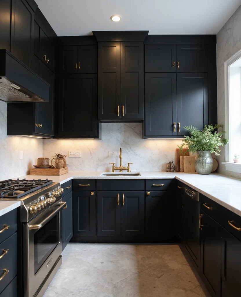 19 Moody Kitchen Ideas That'll Transform Your Home into a Cozy Haven! 2 19 Moody Kitchens Ideas That'll Transform Your Home into a Cozy Haven! - 1. Dark and Dramatic Cabinets