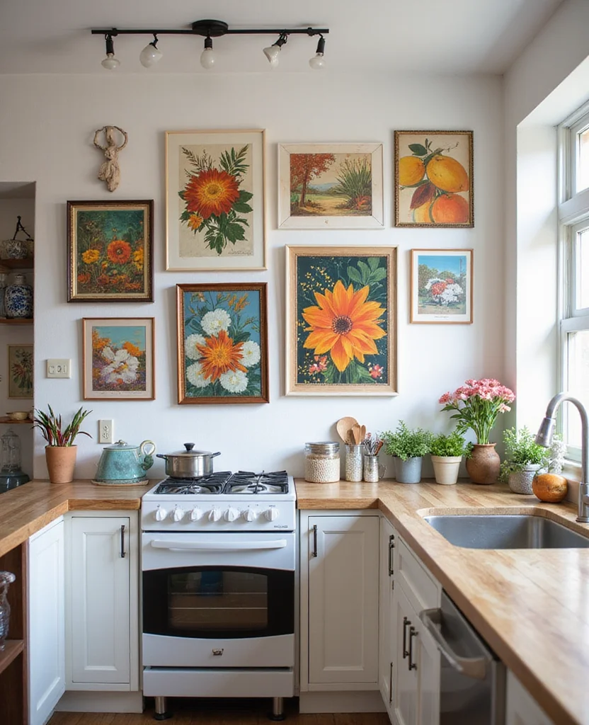 19 Moody Kitchen Ideas That'll Transform Your Home into a Cozy Haven! 95 19 Moody Kitchens Ideas That'll Transform Your Home into a Cozy Haven! - 14. Artistic Wall Decor