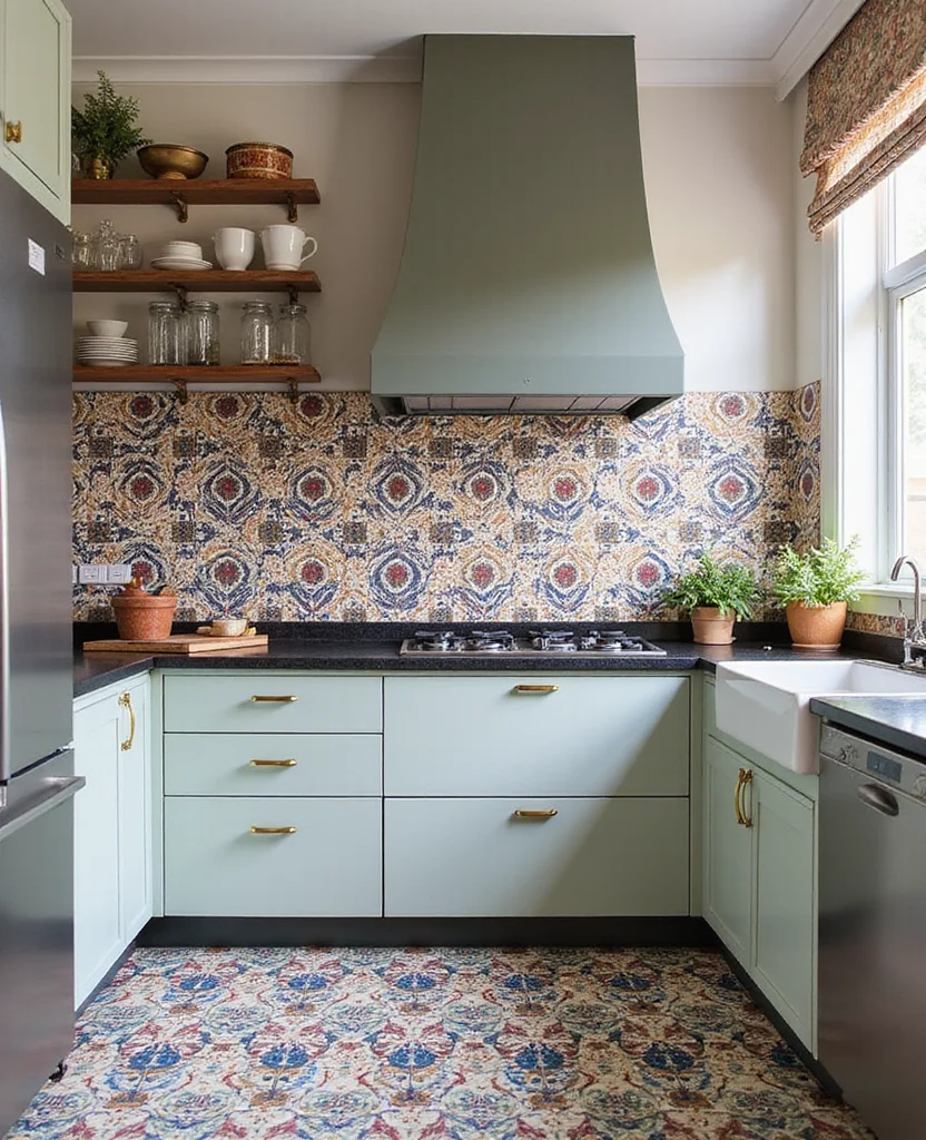 19 Moody Kitchen Ideas That'll Transform Your Home into a Cozy Haven! 125 19 Moody Kitchens Ideas That'll Transform Your Home into a Cozy Haven! - 18. Artistic Tile Designs