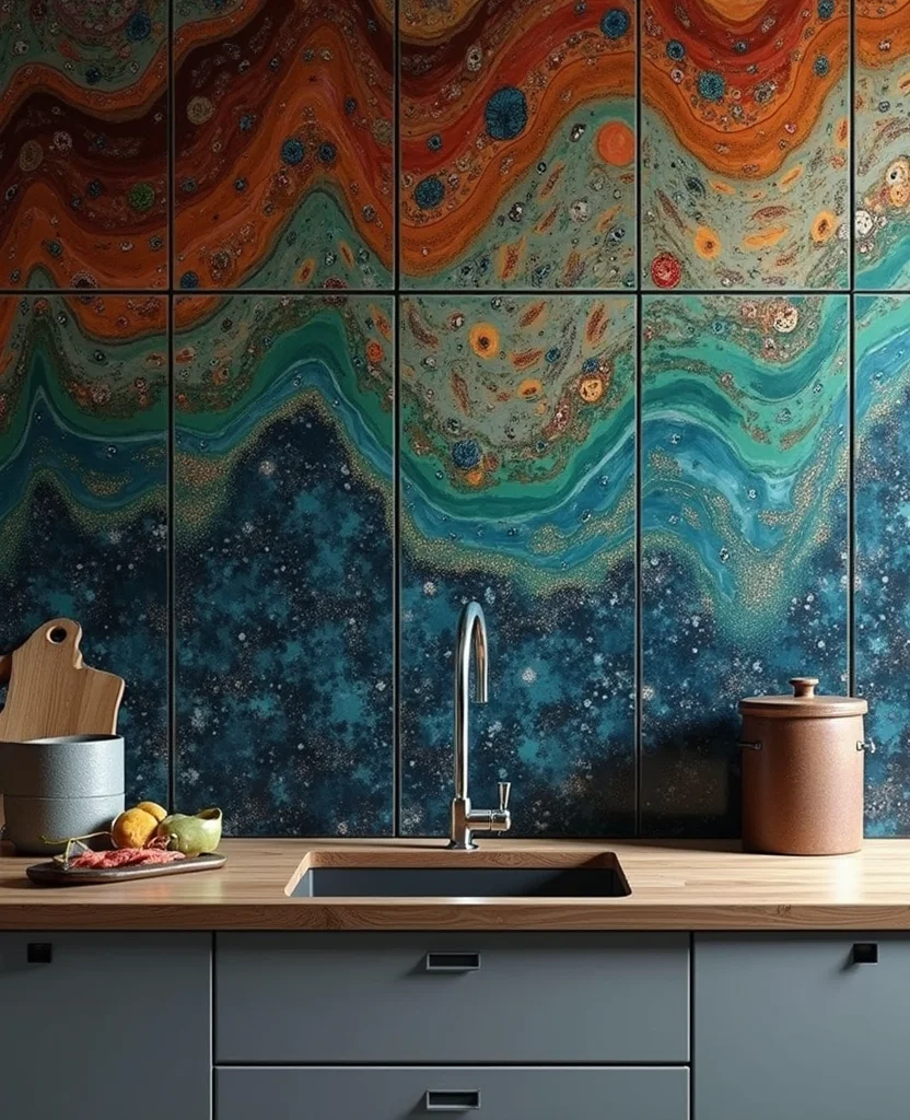 19 Moody Kitchen Ideas That'll Transform Your Home into a Cozy Haven! 16 19 Moody Kitchens Ideas That'll Transform Your Home into a Cozy Haven! - 3. Statement Backsplashes