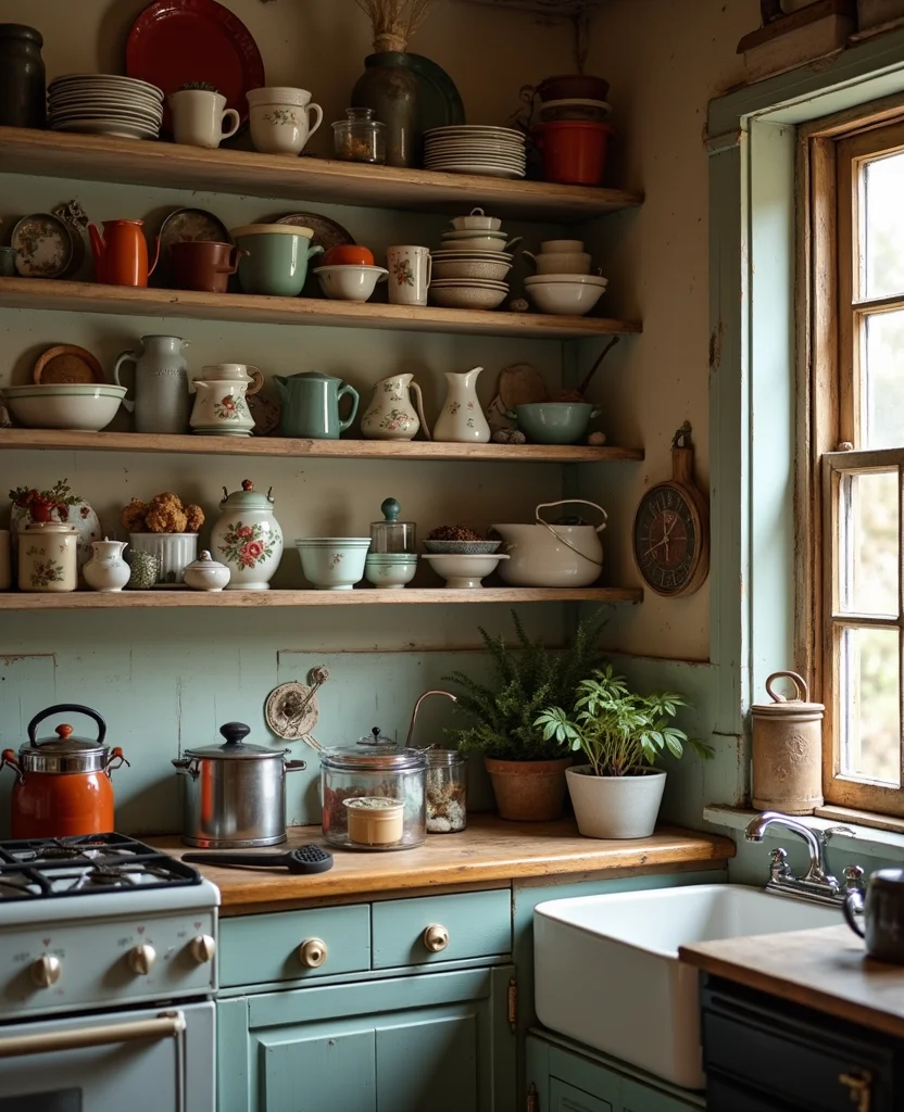 19 Moody Kitchen Ideas That'll Transform Your Home into a Cozy Haven! 37 19 Moody Kitchens Ideas That'll Transform Your Home into a Cozy Haven! - 6. Vintage Decor Elements