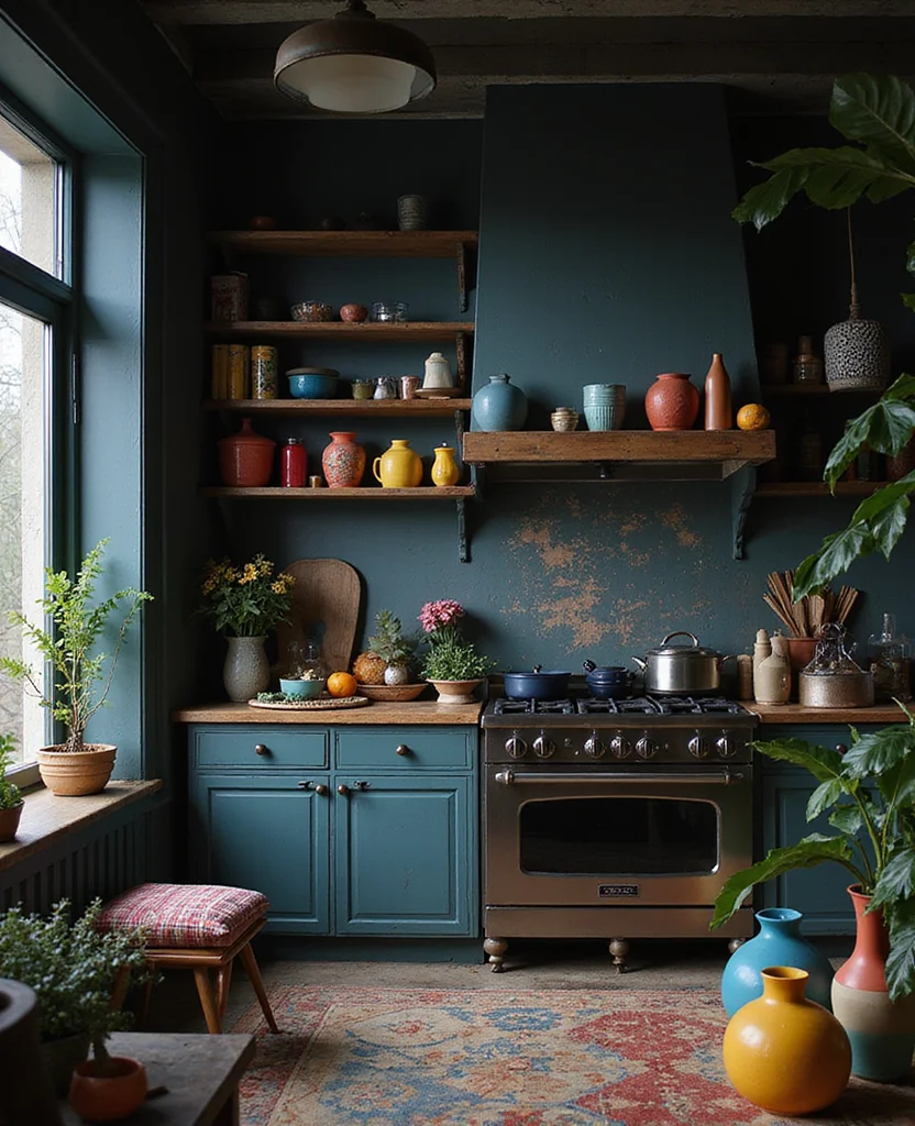 19 Moody Kitchen Ideas That'll Transform Your Home into a Cozy Haven! 60 19 Moody Kitchens Ideas That'll Transform Your Home into a Cozy Haven! - 9. Colorful Accents