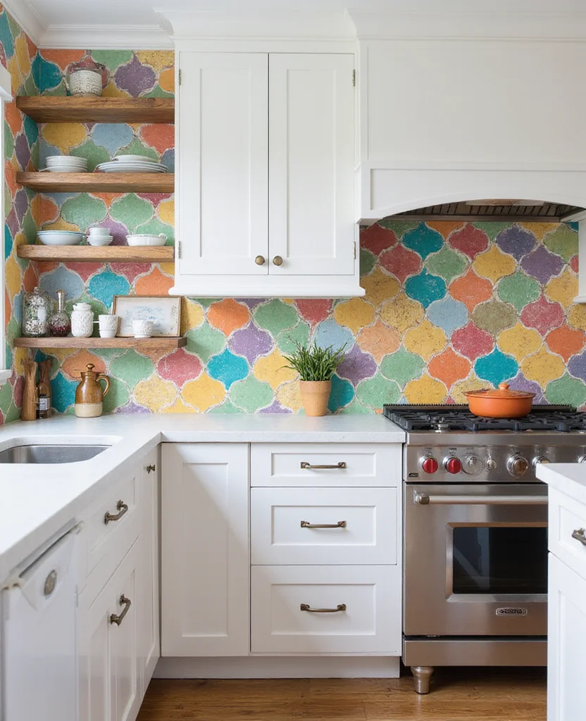 19 Mosaic Backsplash Kitchen Inspirations That Will Leave You Breathless! - 2. Vibrant Geometric Patterns