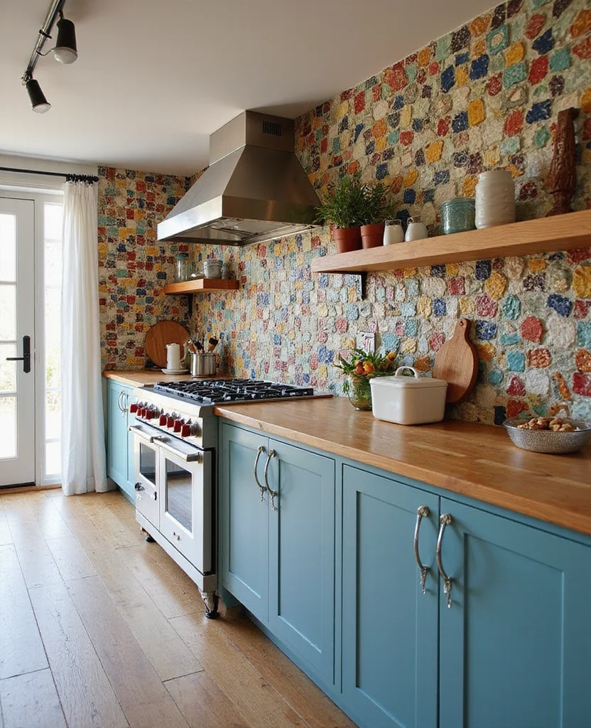 19 Mosaic Backsplash Kitchen Inspirations That Will Leave You Breathless! - 5. Colorful Patchwork Mosaic