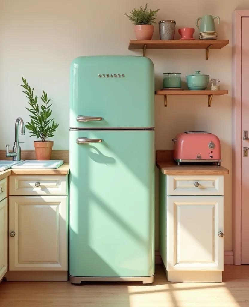 19 Playful Kitschy Kitchen Ideas That'll Make Cooking a Blast! 2 19 Playful Kitschy Kitchen Ideas That'll Make Cooking a Blast! - 1. Retro-Inspired Appliances