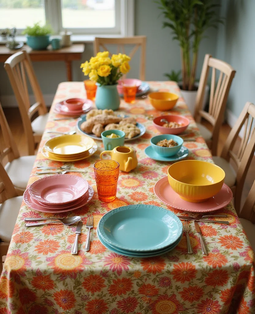 19 Playful Kitschy Kitchen Ideas That'll Make Cooking a Blast! 67 19 Playful Kitschy Kitchen Ideas That'll Make Cooking a Blast! - 10. Cheerful Tablecloths