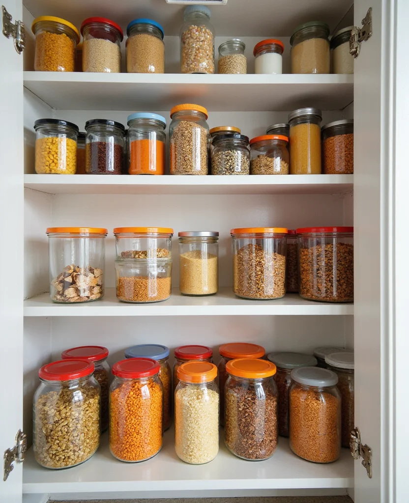 19 Playful Kitschy Kitchen Ideas That'll Make Cooking a Blast! 74 19 Playful Kitschy Kitchen Ideas That'll Make Cooking a Blast! - 11. Colorful Pantry Containers