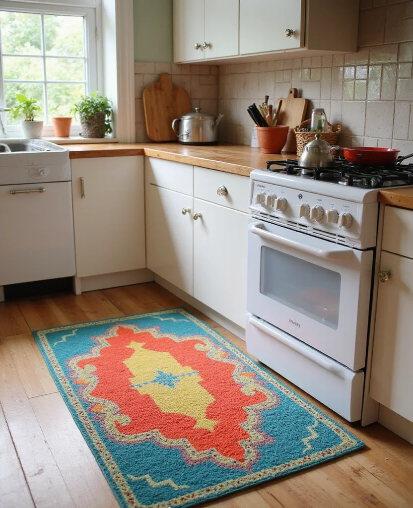 19 Playful Kitschy Kitchen Ideas That'll Make Cooking a Blast! 81 19 Playful Kitschy Kitchen Ideas That'll Make Cooking a Blast! - 12. Funky Kitchen Rugs