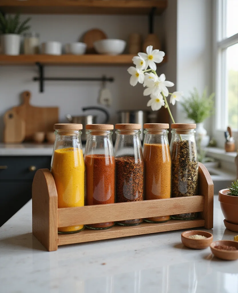 19 Playful Kitschy Kitchen Ideas That'll Make Cooking a Blast! 111 19 Playful Kitschy Kitchen Ideas That'll Make Cooking a Blast! - 16. Charming Spice Racks